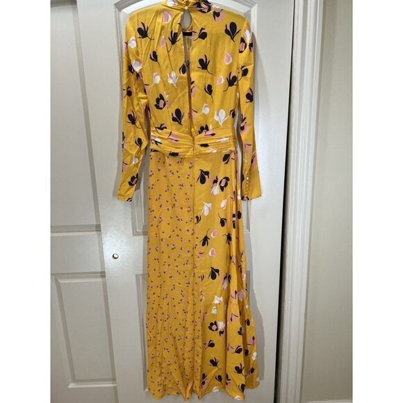 Self-Portrait Floral Print Twist Neck Long Sleeve Maxi Dress In Yellow $485 - Picture 12 of 14